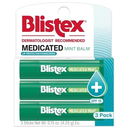 Blistex Medicated Mint Lip Balm SPF 15, 0.15 oz (3 Count) | Dermatologist Recommended for Dry & Chapped Lips thumbnail 1