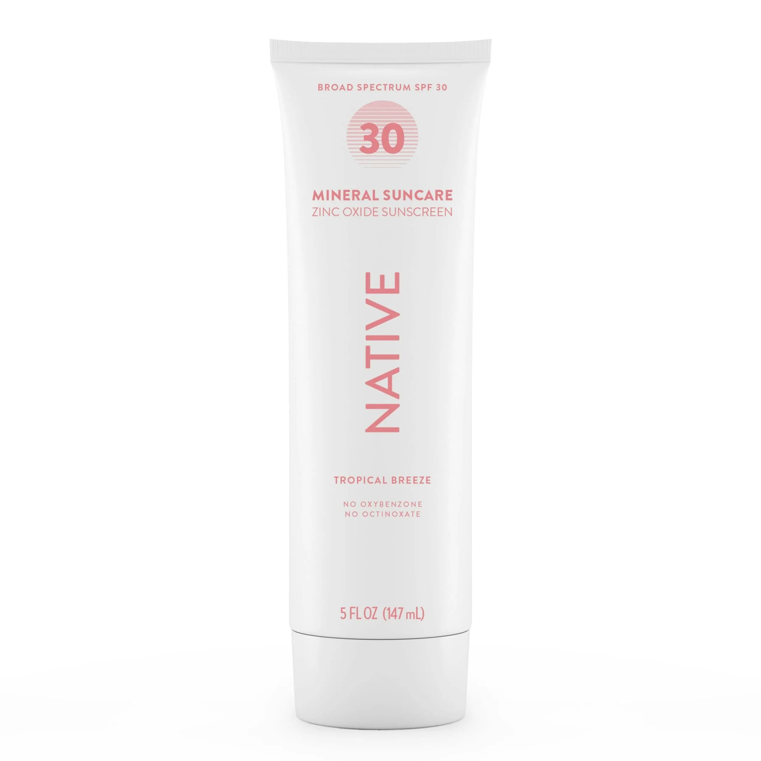 Native Sunscreen SPF 30 Zinc Oxide Lotion 148ml (5 Fl Oz) | Dermatologist Tested for Sensitive Skin - main product image