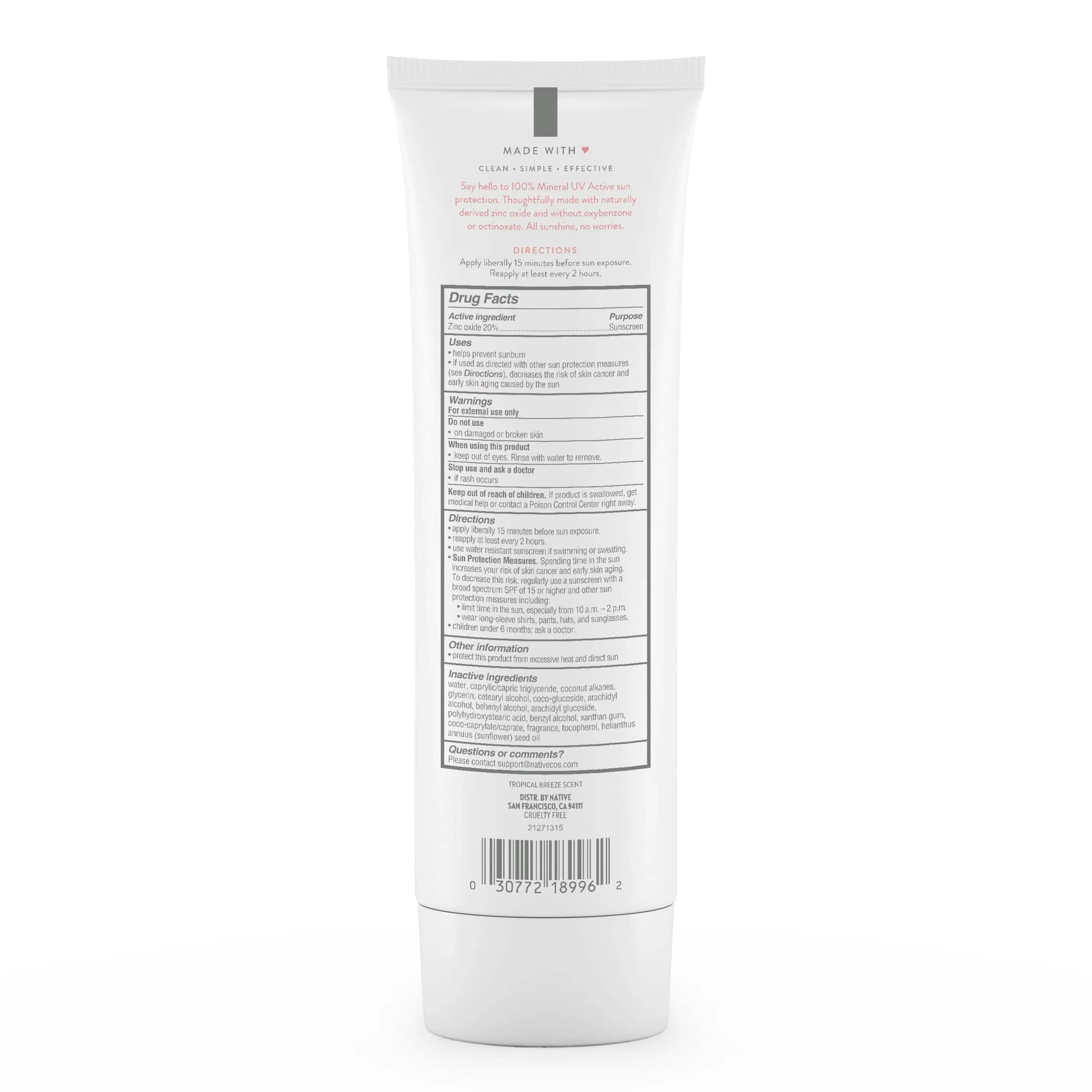 Native Sunscreen SPF 30 Zinc Oxide Lotion 148ml (5 Fl Oz) | Dermatologist Tested for Sensitive Skin - view 8