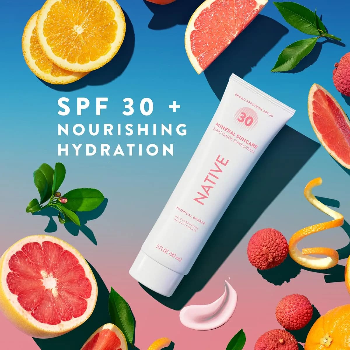 Native Sunscreen SPF 30 Zinc Oxide Lotion 148ml (5 Fl Oz) | Dermatologist Tested for Sensitive Skin - view 2