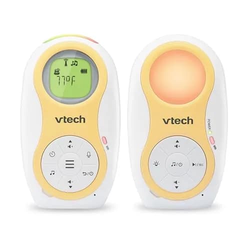 VTech DM1215 Digital Audio Baby Monitor with 1500ft Range, Night Light, Lullabies, Two-Way Talk, Temperature Sensor, Rechargeable Battery (White) thumbnail 1