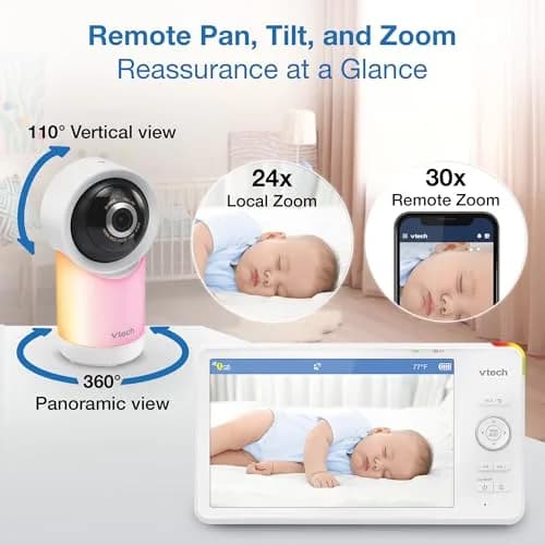VTech Smart WiFi 7” HD Video Baby Monitor RM7866HD | Pan-Tilt-Zoom, 1080p App View, 2-Way Talk, Night Light thumbnail 5