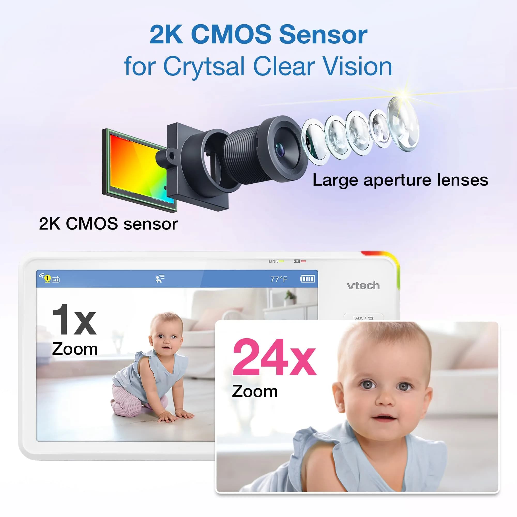 VTech Smart WiFi 7” HD Video Baby Monitor RM7866HD | Pan-Tilt-Zoom, 1080p App View, 2-Way Talk, Night Light - view 8