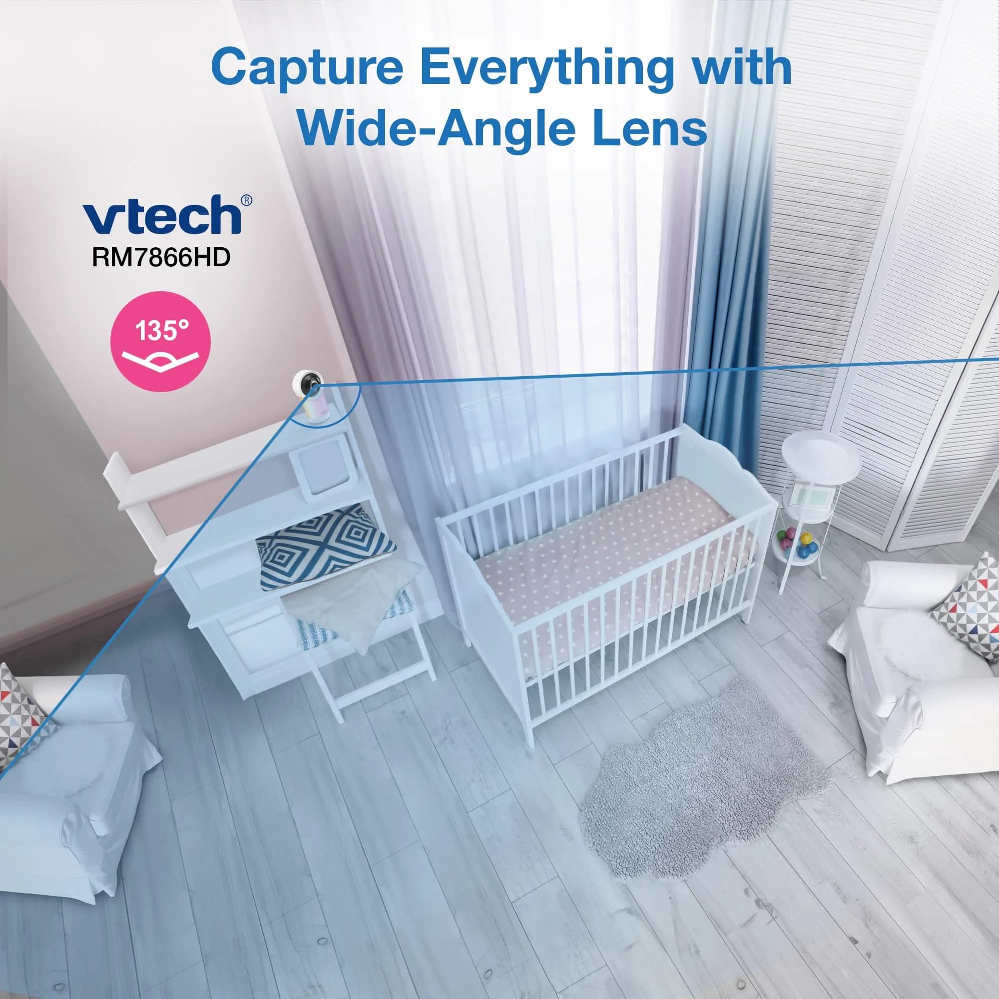 VTech Smart WiFi 7” HD Video Baby Monitor RM7866HD | Pan-Tilt-Zoom, 1080p App View, 2-Way Talk, Night Light - view 9