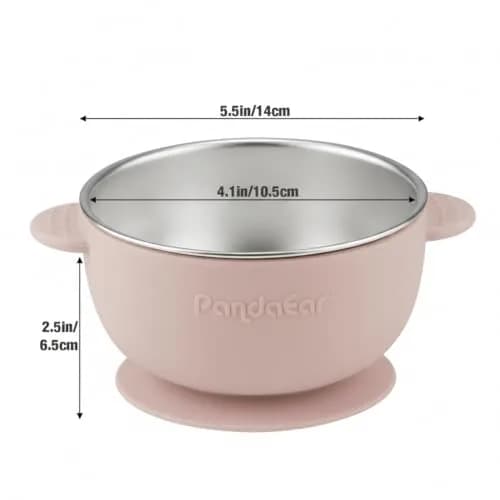 PandaEar 3 Pack Stainless Steel Baby Suction Bowls With Lids | Non-Slip, Shatterproof, Dishwasher Safe thumbnail 4