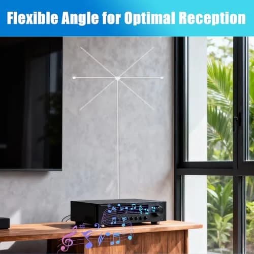 Ancable Indoor FM Radio Antenna for Stereo Receiver, 6-Foot Dipole with 3 Adapters | Enhanced FM Reception thumbnail 5