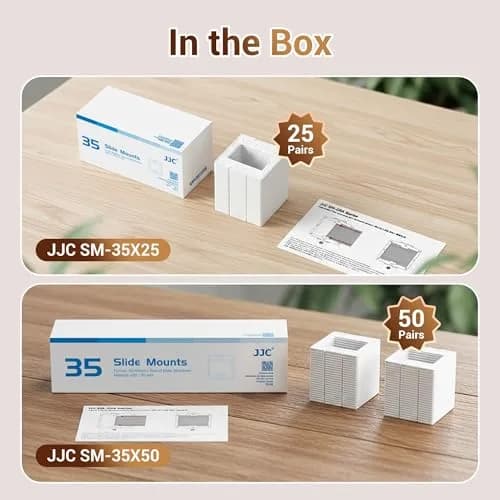 JJC 35mm Slide Film Mounts (25 Pairs, 50 Mounts Total) | Premium Scanning Accessories for Negatives and Slides thumbnail 4