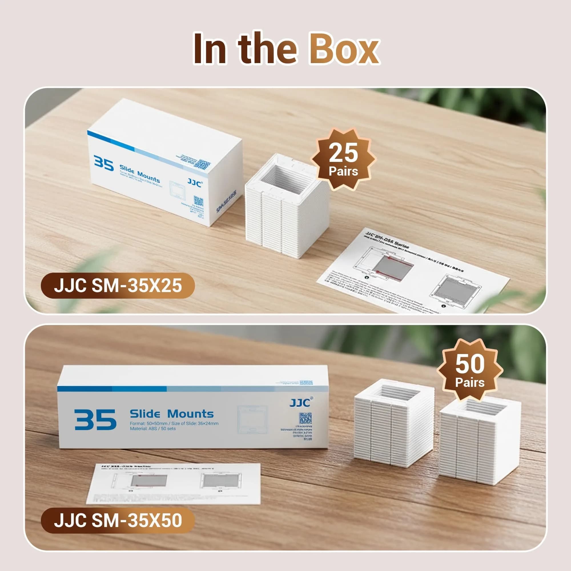 JJC 35mm Slide Film Mounts (25 Pairs, 50 Mounts Total) | Premium Scanning Accessories for Negatives and Slides - view 4