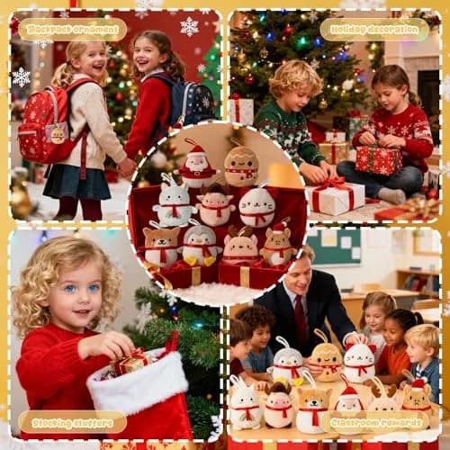 Rdogeia 9 Pcs Christmas Mini Stuffed Animals Toy Set | Festive Plush Figures for Kids 3-10 Years thumbnail 5