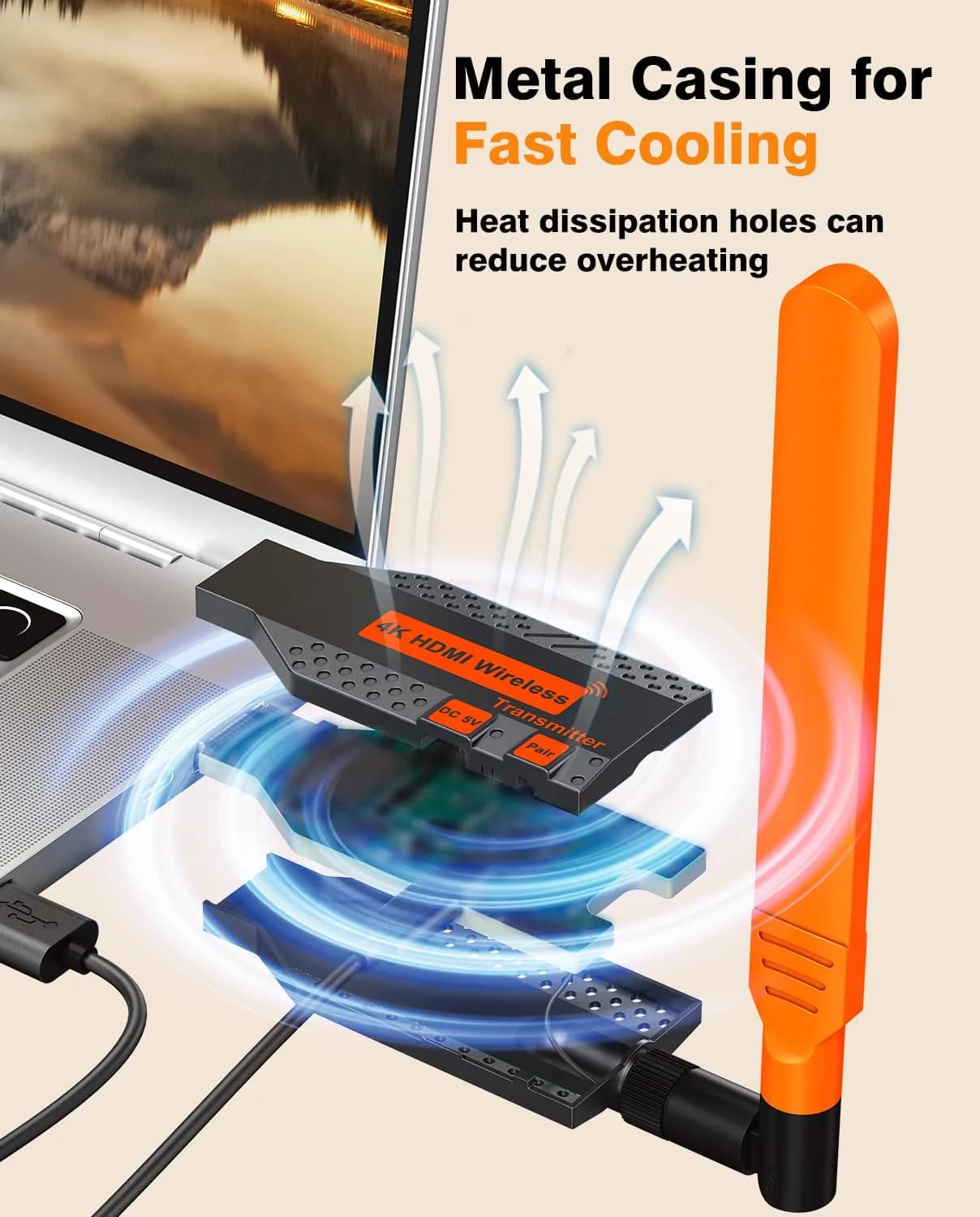 Coolpie Wireless HDMI Transmitter and Receiver Kit 1TX-4RX | 4K Decode 1080P HD Output, 350FT/100M Long Range, 5.8G Stable Connection Low Lag - view 5