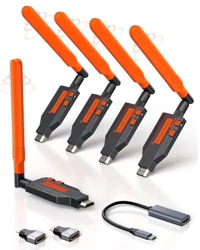 Coolpie Wireless HDMI Transmitter and Receiver Kit 1TX-4RX | 4K Decode 1080P HD Output, 350FT/100M Long Range, 5.8G Stable Connection Low Lag thumbnail 1