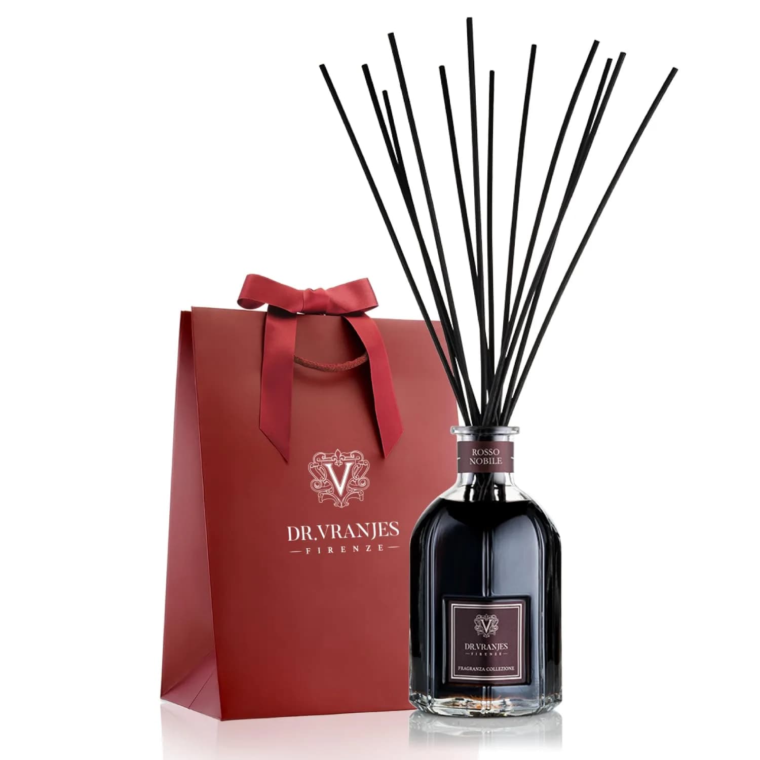 Dr. Vranjes Rosso Nobile 250 ml Reed Diffuser + Elegant Shopping Bag | Italian Luxury Home Fragrance — 250 ml Diffuser + Shopping Bag