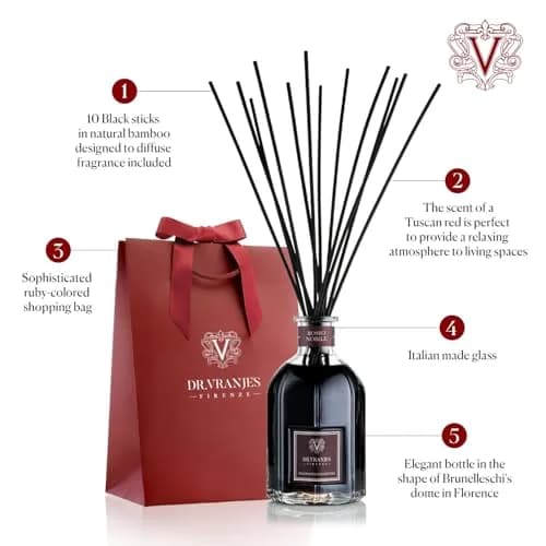 Dr. Vranjes Rosso Nobile 250 ml Reed Diffuser + Elegant Shopping Bag | Italian Luxury Home Fragrance thumbnail 2