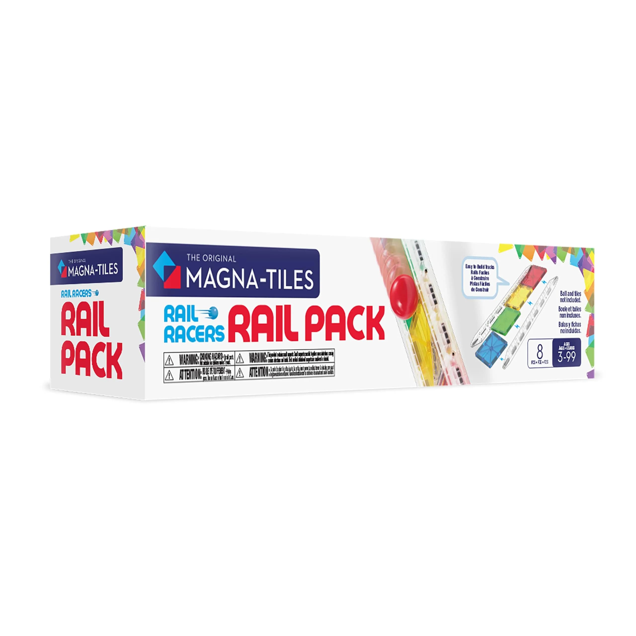 MAGNA-TILES Rail Racers Rail Pack Magnetic Construction Set 8 Pieces | STEM Learning Toy - main product image