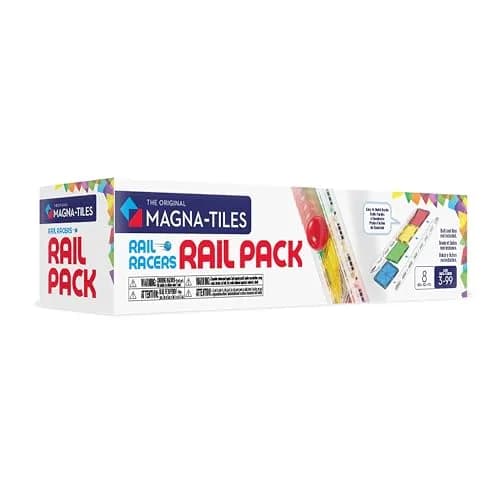 MAGNA-TILES Rail Racers Rail Pack Magnetic Construction Set 8 Pieces | STEM Learning Toy thumbnail 1