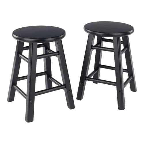 Winsome Element 2-piece Counter Stool Set | Solid Beech Wood, Classic Design, 18" Seat Height, Black Finish thumbnail 1