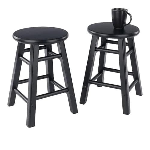 Winsome Element 2-piece Counter Stool Set | Solid Beech Wood, Classic Design, 18" Seat Height, Black Finish thumbnail 5
