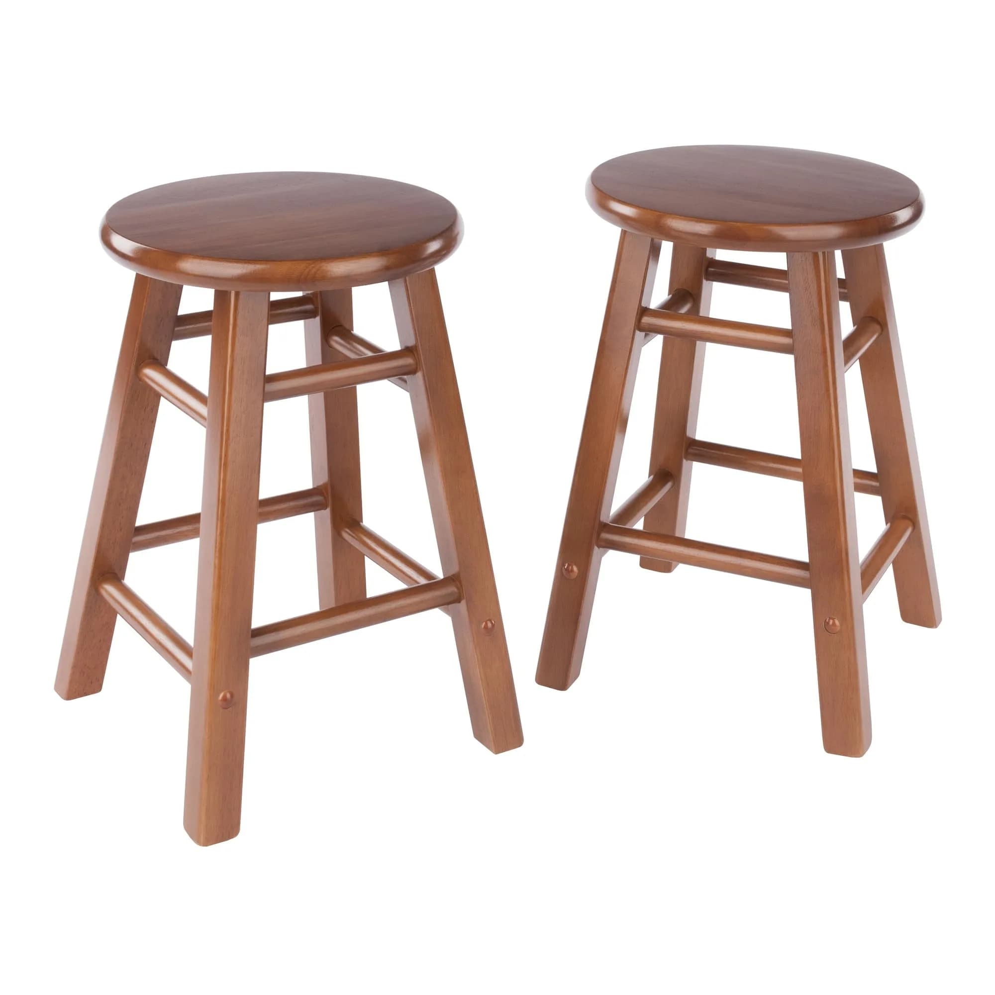 Winsome Element 2-piece Counter Stool Set | Solid Beech Wood, Teak Finish, 18" Seat Height — Teak