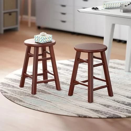 Winsome Element 2-Piece Counter Stool Set | Solid Beech Wood, Walnut Finish, 18" Seat Height thumbnail 2