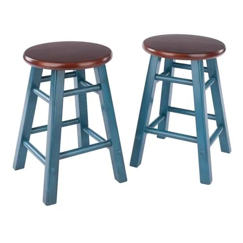 Winsome Element 2-piece Counter Stool Set | Solid Beech Wood, Elegant Walnut Finish, 18" Seat Height thumbnail 1