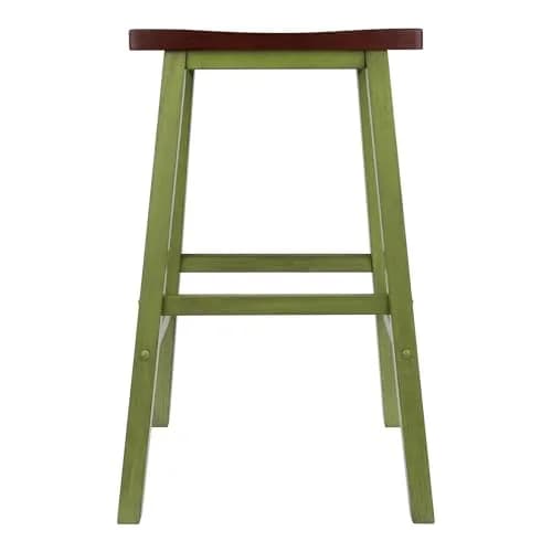 Winsome Satori Saddle Seat 29" Bar Stool | Rustic Green Walnut Comfort thumbnail 4