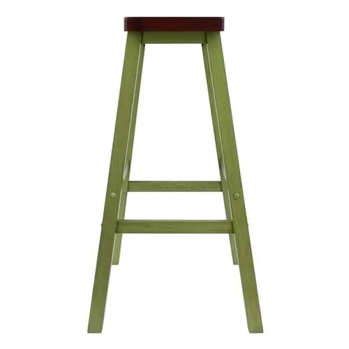Winsome Satori Saddle Seat 29" Bar Stool | Rustic Green Walnut Comfort thumbnail 5