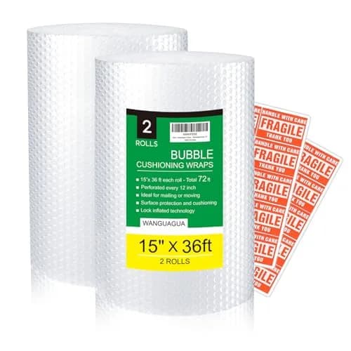 WANGUAGUA Perforated Bubble Wrap 2 Pack 72 ft Total | ISO9001 Certified Packaging Material thumbnail 1