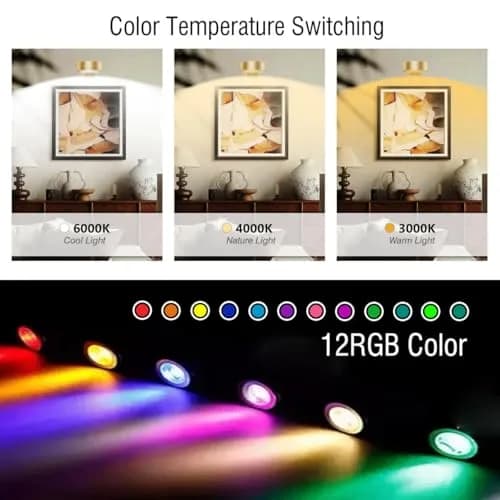 Xuolder Rechargeable Picture Light 3-Pack Gold | Magnetic LED Art Display Light with Remote, 300 Lumens, 3 Color Temps & 12 RGB Modes thumbnail 2