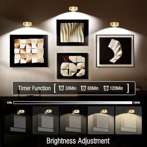 Xuolder Rechargeable Picture Light 3-Pack Gold | Magnetic LED Art Display Light with Remote, 300 Lumens, 3 Color Temps & 12 RGB Modes thumbnail 3