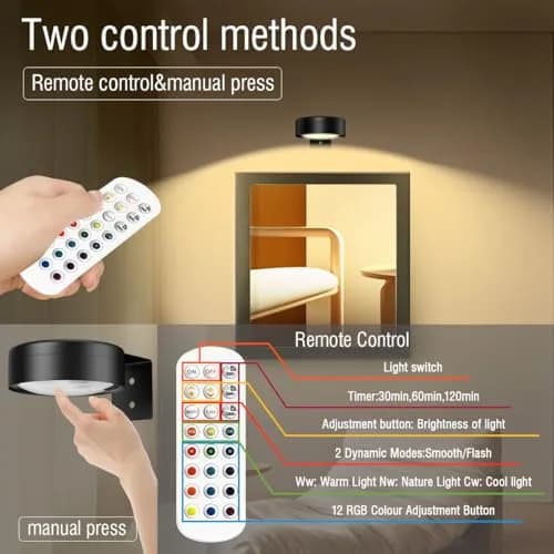Xuolder Rechargeable Picture Light 3-Pack | Magnetic LED Art Display Light with Remote, 3 Color Temps & 12 RGB Modes thumbnail 5