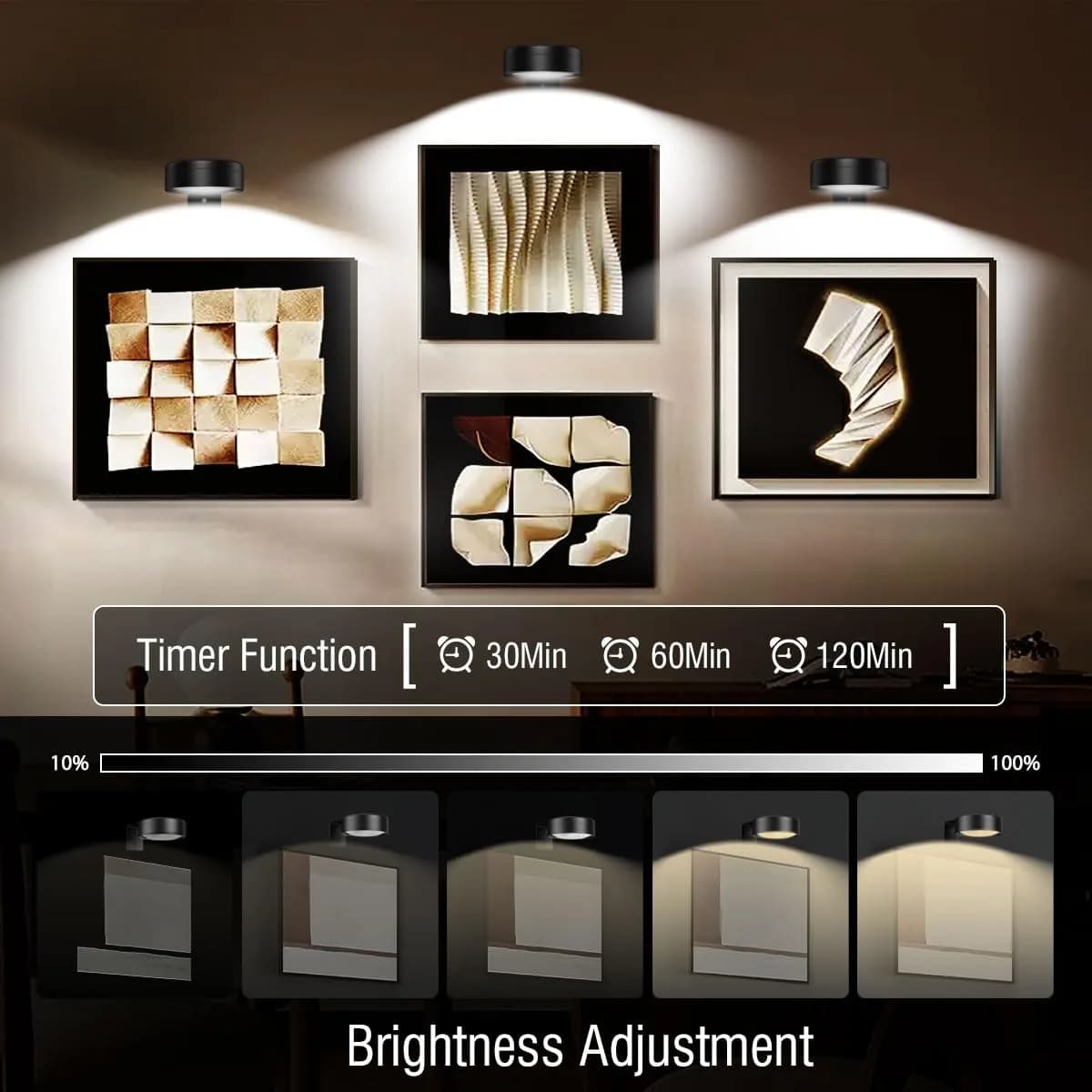 Xuolder Rechargeable Picture Light 3-Pack | Magnetic LED Art Display Light with Remote, 3 Color Temps & 12 RGB Modes - view 3