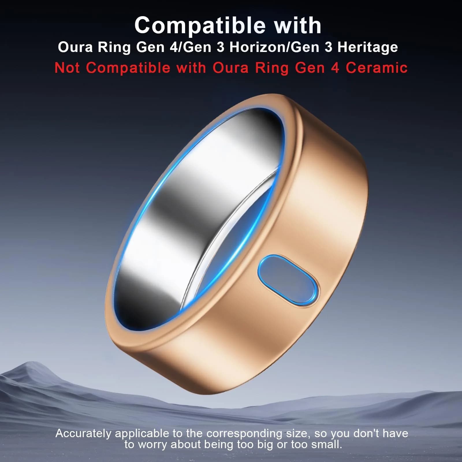 ZOOROO Oura Ring Cover for Gen 4/Gen 3 (Size 12, Gold*2+RoseGold) | Protects Smart Ring from Scratches - view 2