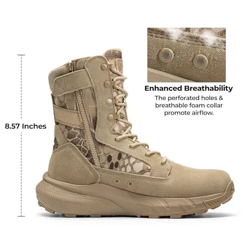 NORTIV 8 Men's Camo Sand Tactical Military Boots 8.57" Shaft | Lightweight & Cushioned thumbnail 5