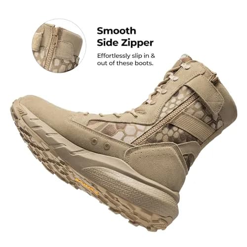 NORTIV 8 Men's Camo Sand Tactical Military Boots 8.57" Shaft | Lightweight & Cushioned thumbnail 8