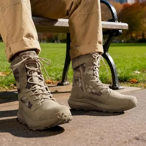 NORTIV 8 Men's Camo Sand Tactical Military Boots 8.57" Shaft | Lightweight & Cushioned thumbnail 2