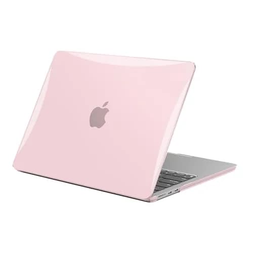 EooCoo Case for MacBook Air 13 inch M5/M4/M3/M2 | Crystal Pink Slim Hard Shell thumbnail 1