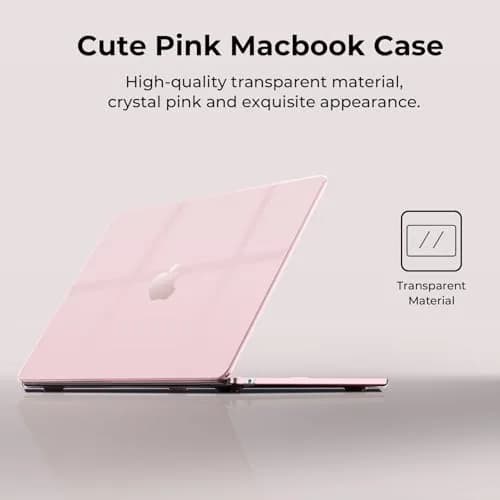 EooCoo Case for MacBook Air 13 inch M5/M4/M3/M2 | Crystal Pink Slim Hard Shell thumbnail 2
