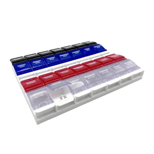 EZY DOSE Weekly Pill Organizer 7-Day, 4X/Day, 2XL | Push Button, Large Compartments, Travel Friendly thumbnail 1