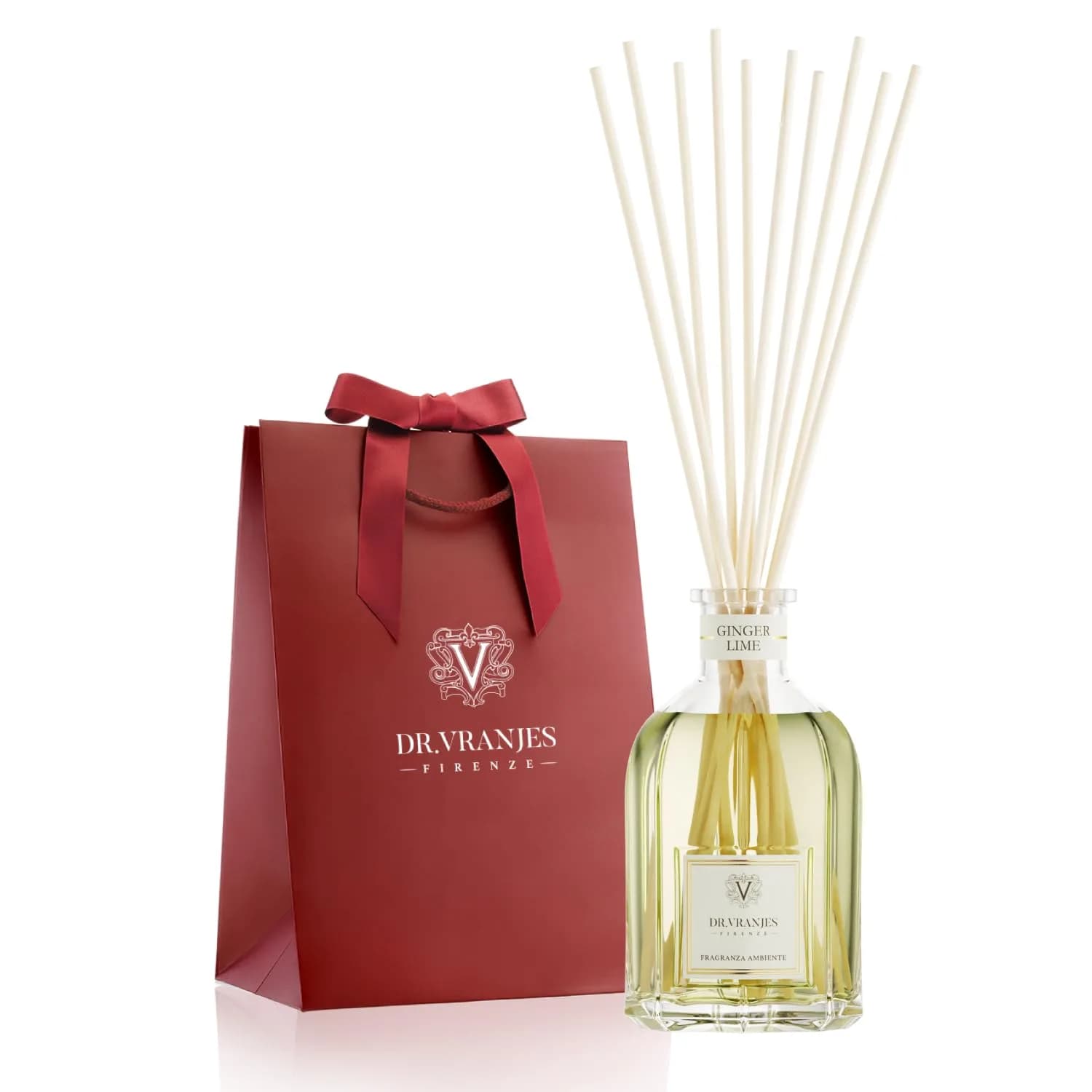 Dr. Vranjes Ginger Lime 250 ml Reed Diffuser + Elegant Shopping Bag | Bright Fruity & Spicy Home Fragrance — 250 ml Diffuser + Shopping Bag