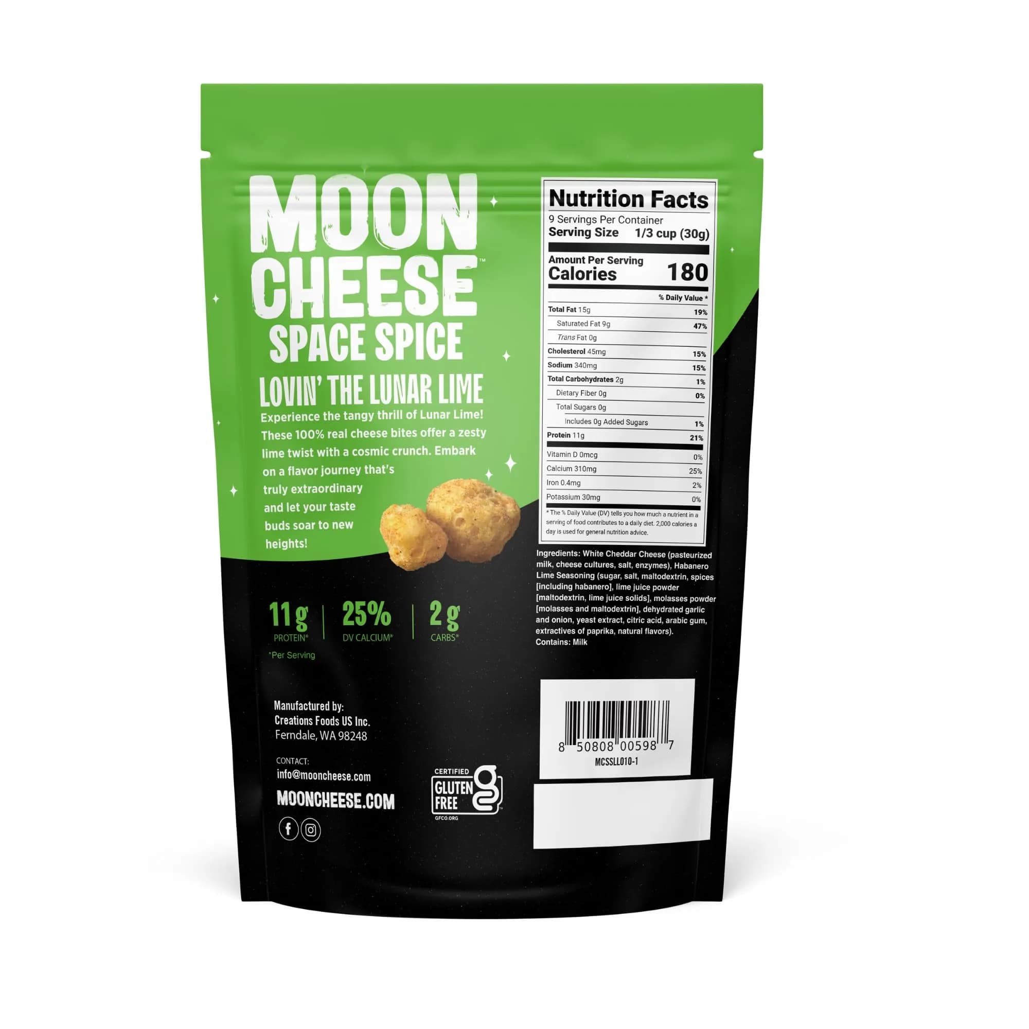 Moon Cheese Spicy Lunar Lime Cheese Bites | Protein & Gluten-Free Snack (10 oz, 2-Pack) thumbnail 2