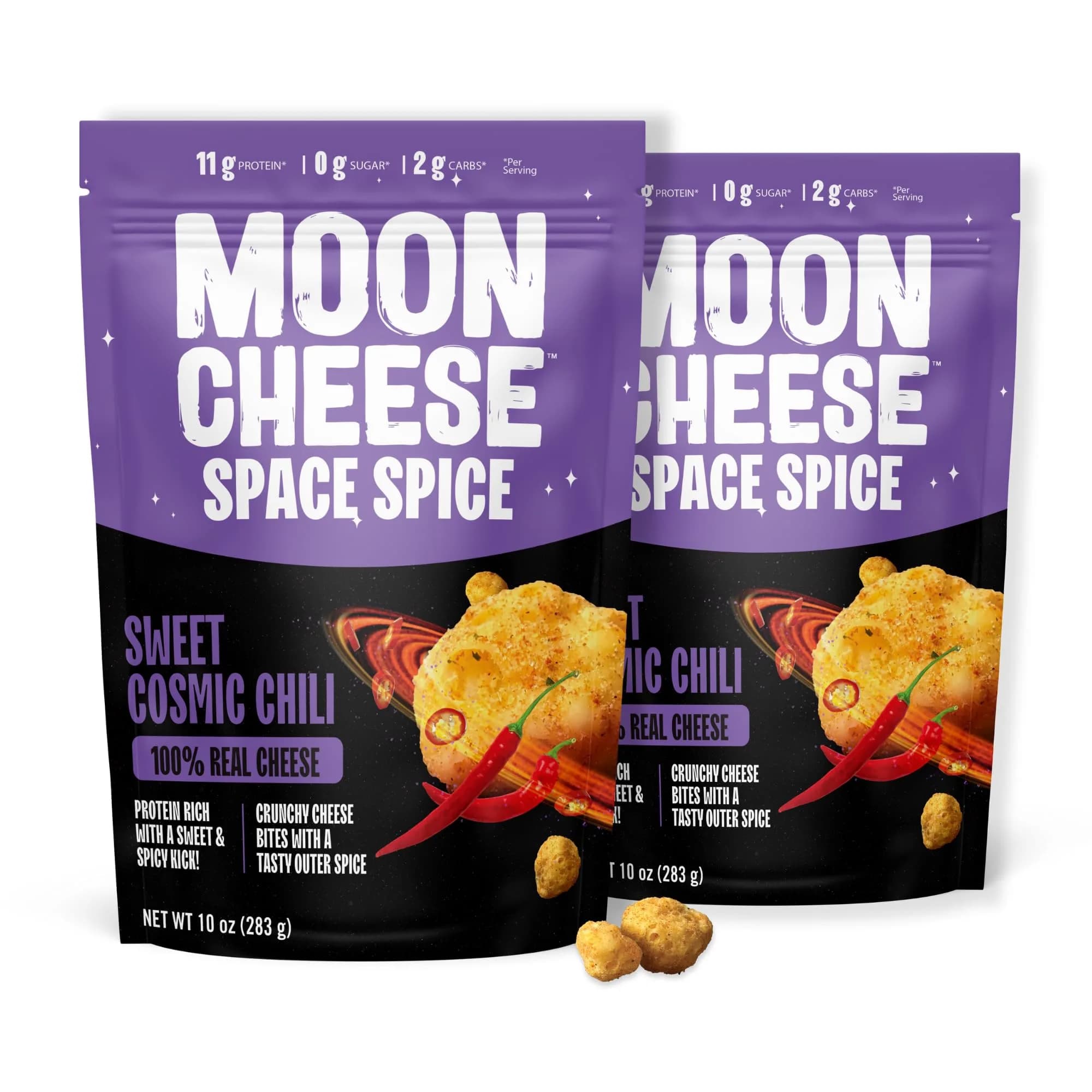 Moon Cheese Sweet Cosmic Chili Cheese Bites | Protein, Gluten-Free & Low Carb Snack (10 Oz, 2-Pack) - main product image