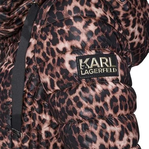 KARL LAGERFELD Paris Women's Zip Front Double Collar Leopard Jacket | Versatile, Warm & Stylish thumbnail 2
