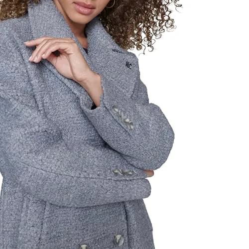 KARL LAGERFELD Paris Women's Classic Long Double Breasted Wool Peacoat Grey | Timeless Style & Warmth thumbnail 2