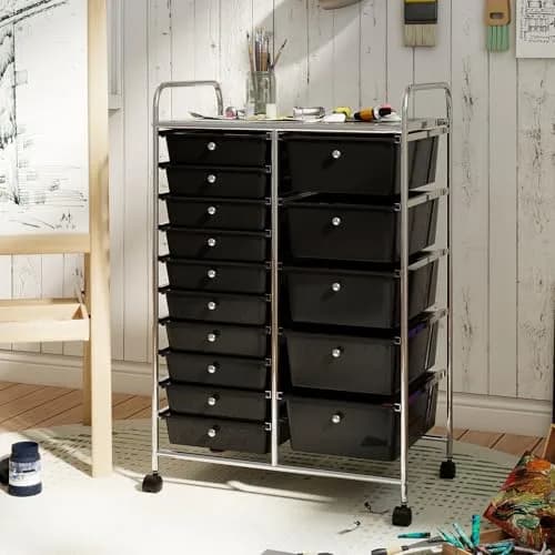 RELAX4LIFE 15-Drawer Rolling Storage Cart | Lockable Wheels & Removable Drawers for Home & Office thumbnail 2