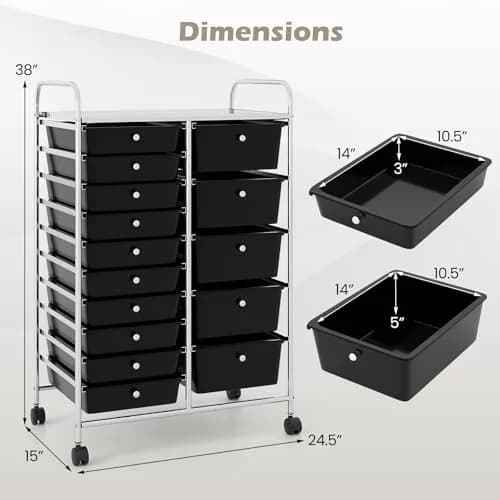 RELAX4LIFE 15-Drawer Rolling Storage Cart | Lockable Wheels & Removable Drawers for Home & Office thumbnail 3