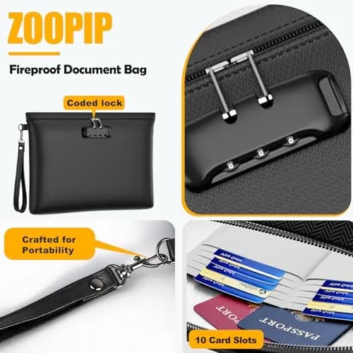 ZOOPIP Fireproof Document Bag Lock 14.3"x10.2" | Waterproof & Flame Resistant (70-120 chars) thumbnail 4