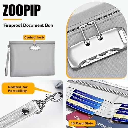 ZOOPIP Fireproof Document Bag Lock 14.3"x10.2" | Waterproof & Flame Resistant thumbnail 5