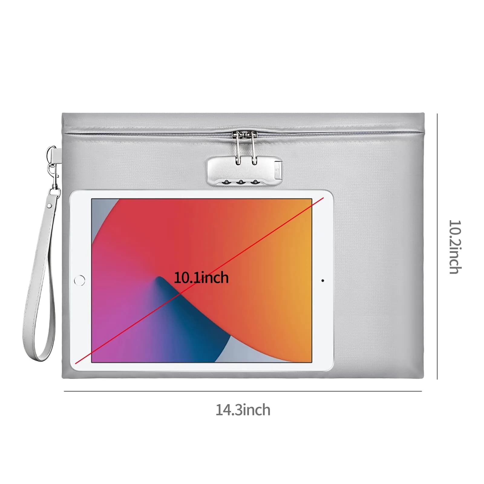 ZOOPIP Fireproof Document Bag with Lock, Waterproof Money Pouch 36cm x 26cm (14.3"x10.2") | Secure A4 Document Storage - view 3