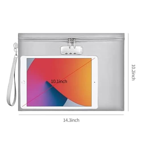 ZOOPIP Fireproof Document Bag with Lock, Waterproof Money Pouch 36cm x 26cm (14.3"x10.2") | Secure A4 Document Storage thumbnail 3