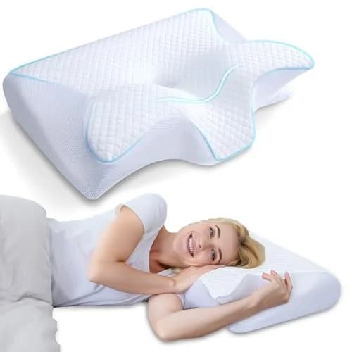 HOMCA Memory Foam Cervical Pillow 23.6 x 15.7 x 4.7/5.6 inches | CertiPUR-US Certified for Neck Pain Relief thumbnail 1